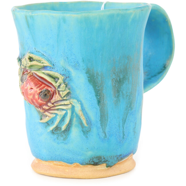 Tazza da tè rotonda blu e rossa di Masashi Furumoto - 130 x 85 x 100 mm