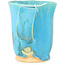 Round blue and red tea mug by Masashi Furumoto - 130 x 85 x 100 mm