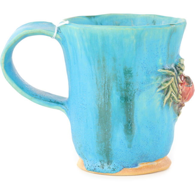 Round blue and red tea mug by Masashi Furumoto - 130 x 85 x 100 mm