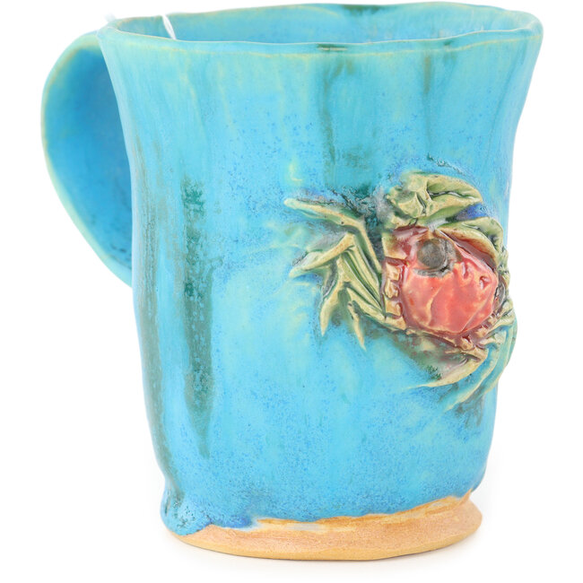 Tazza da tè rotonda blu e rossa di Masashi Furumoto - 130 x 85 x 100 mm