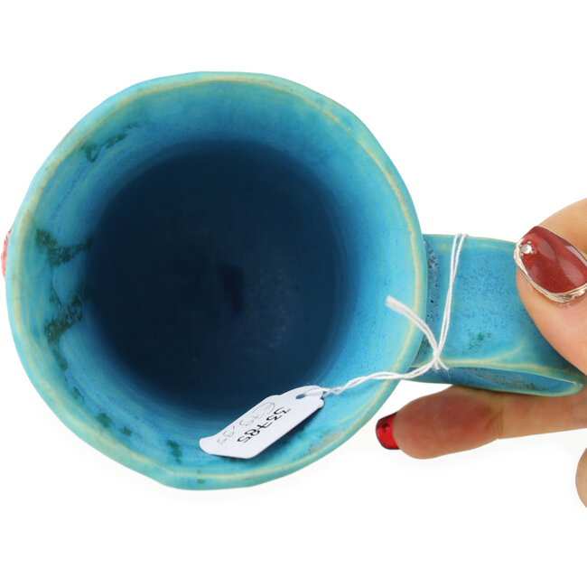 Runde blau-rote Teetasse von Masashi Furumoto - 130 x 85 x 100 mm