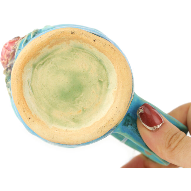 Round blue and red tea mug by Masashi Furumoto - 130 x 85 x 100 mm