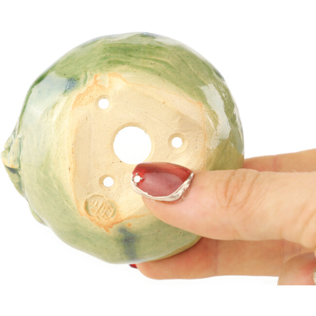 Vaso bonsai rotondo verde di Masashi Furumoto - 68 x 68 x 35 mm