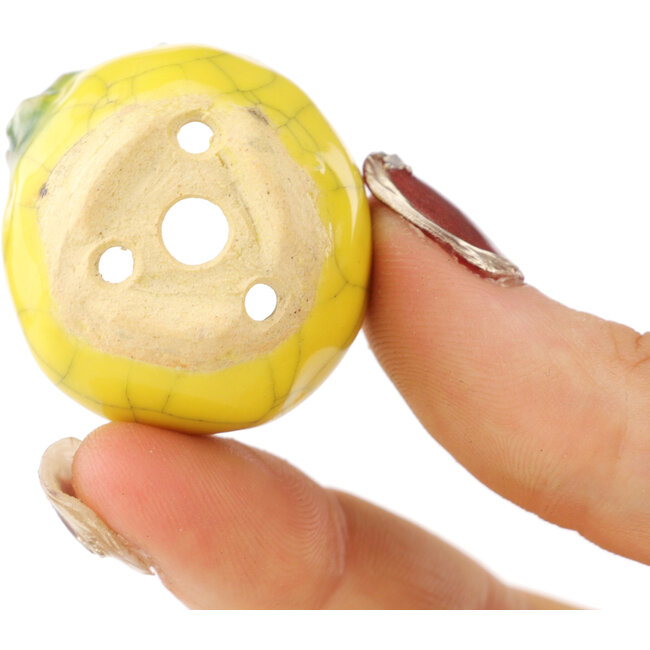 Pot à bonsaï rond jaune et vert de Masashi Furumoto - 30 x 30 x 20 mm