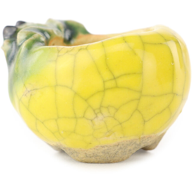 Pot à bonsaï rond jaune et vert de Masashi Furumoto - 30 x 30 x 20 mm