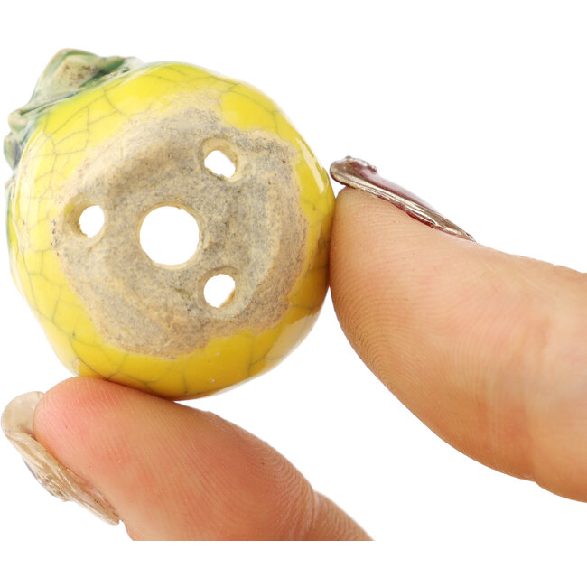 Pot à bonsaï rond jaune et vert de Masashi Furumoto - 30 x 30 x 20 mm