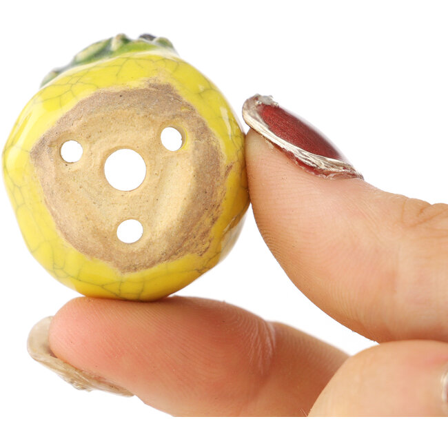 Pot à bonsaï rond jaune et vert de Masashi Furumoto - 30 x 30 x 20 mm