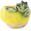 Pot à bonsaï rond jaune et vert de Masashi Furumoto - 26 x 26 x 17 mm
