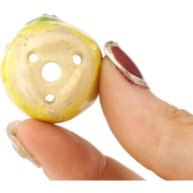 Runder gelber und grüner Bonsai-Topf von Masashi Furumoto - 26 x 26 x 17 mm