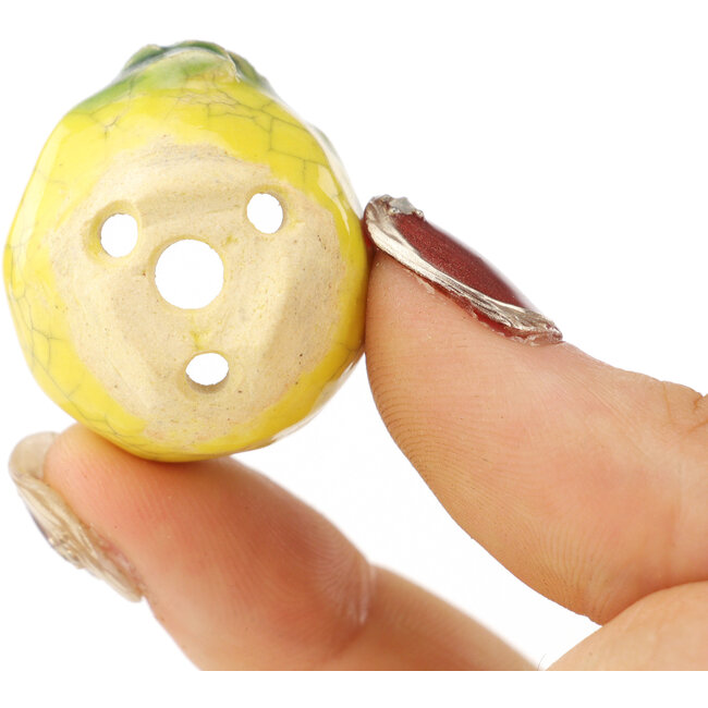 Runder gelber und grüner Bonsai-Topf von Masashi Furumoto - 26 x 26 x 17 mm