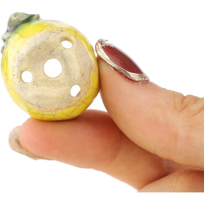 Runder gelber und grüner Bonsai-Topf von Masashi Furumoto - 26 x 26 x 17 mm