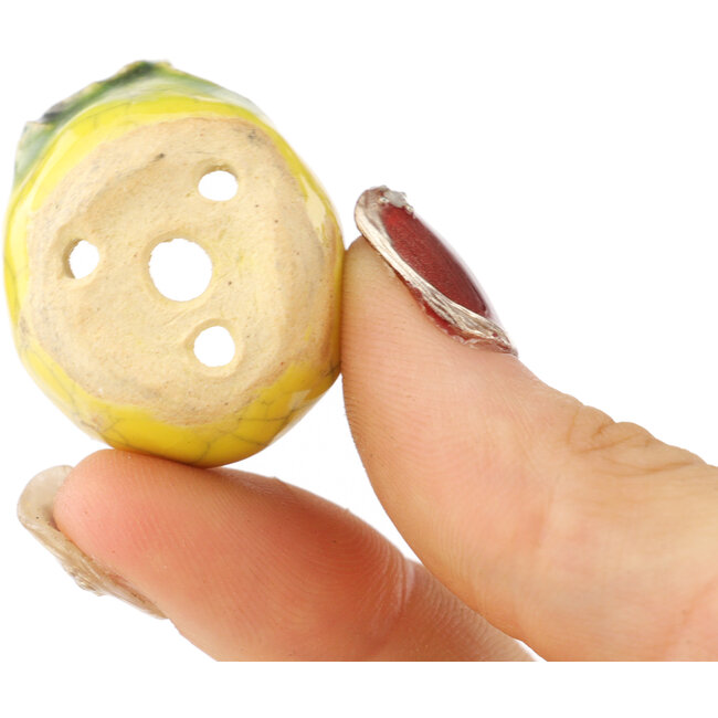 Pot à bonsaï rond jaune et vert de Masashi Furumoto - 26 x 26 x 17 mm