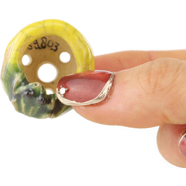 Vaso bonsai rotondo giallo e verde di Masashi Furumoto - 26 x 26 x 17 mm