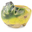 Pot à bonsaï rond jaune et vert de Masashi Furumoto - 24 x 24 x 18 mm