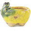 Pot à bonsaï rond jaune et vert de Masashi Furumoto - 24 x 24 x 18 mm