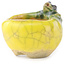 Pot à bonsaï rond jaune et vert de Masashi Furumoto - 24 x 24 x 18 mm