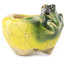 Pot à bonsaï rond jaune et vert de Masashi Furumoto - 24 x 24 x 18 mm