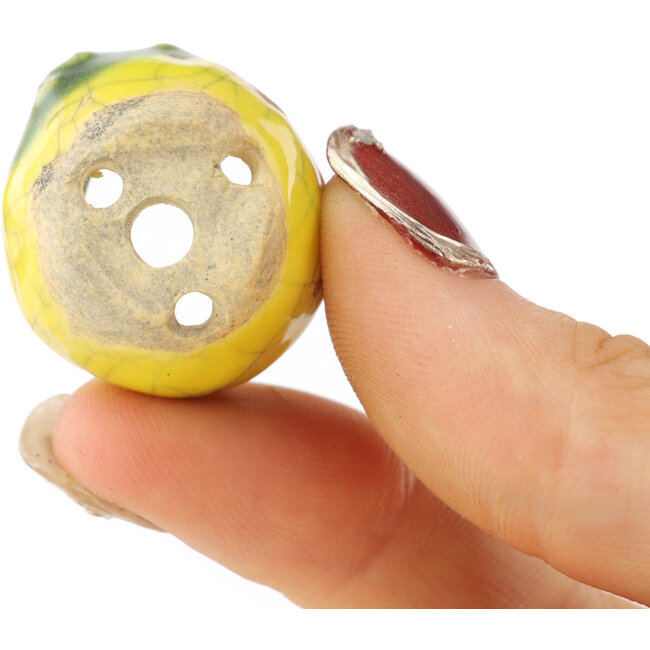 Runder gelber und grüner Bonsai-Topf von Masashi Furumoto - 24 x 24 x 18 mm