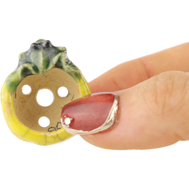 Vaso bonsai rotondo giallo e verde di Masashi Furumoto - 24 x 24 x 18 mm