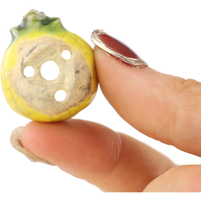 Pot à bonsaï rond jaune et vert de Masashi Furumoto - 24 x 24 x 18 mm