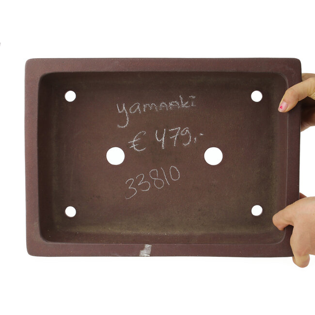 Pot à bonsaï rectangulaire non émaillé de Yamaaki - 373 x 270 x 98 mm