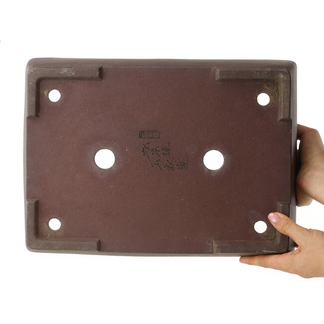 Maceta rectangular sin esmaltar para bonsái de Yamaaki - 373 x 270 x 98 mm