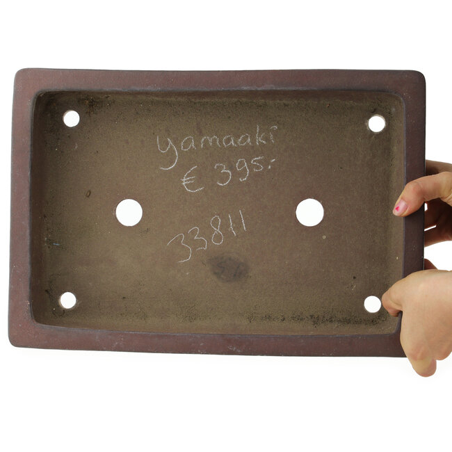 Pot à bonsaï rectangulaire non émaillé de Yamaaki - 378 x 260 x 80 mm
