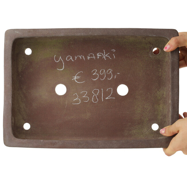 Rectangular unglazed bonsai pot by Yamaaki - 355 x 243 x 65 mm