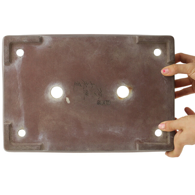 Pot à bonsaï rectangulaire non émaillé de Yamaaki - 355 x 243 x 65 mm