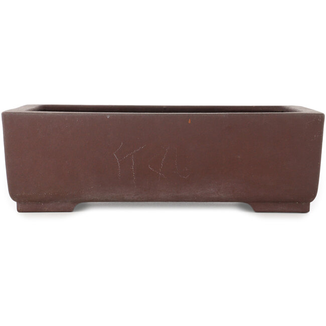 Rectangular unglazed bonsai pot by Yamaaki - 327 x 236 x 100 mm