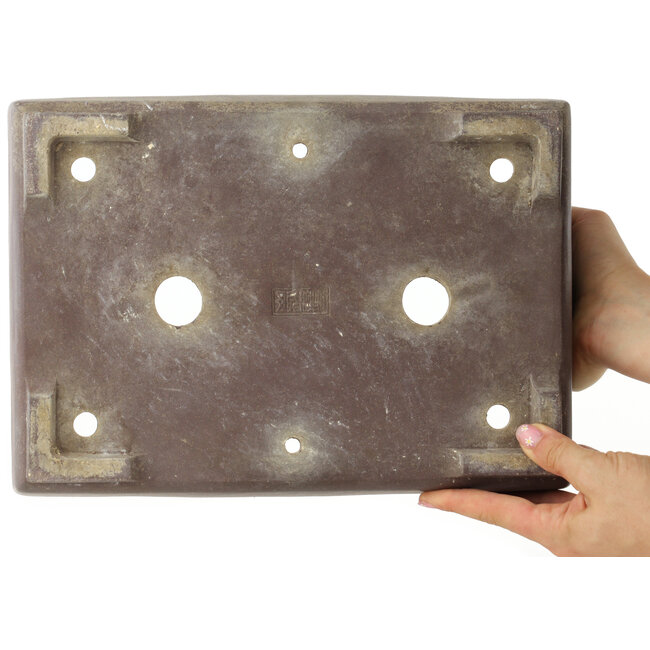 Rectangular unglazed bonsai pot by Yamaaki - 322 x 230 x 95 mm