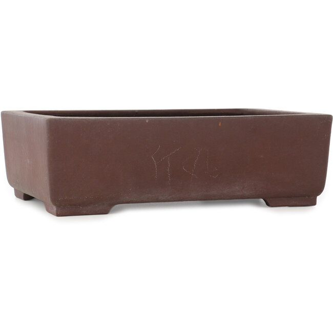 Rectangular unglazed bonsai pot by Yamaaki - 327 x 236 x 100 mm