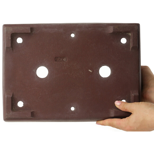 Pot à bonsaï rectangulaire non émaillé de Yamaaki - 327 x 236 x 100 mm