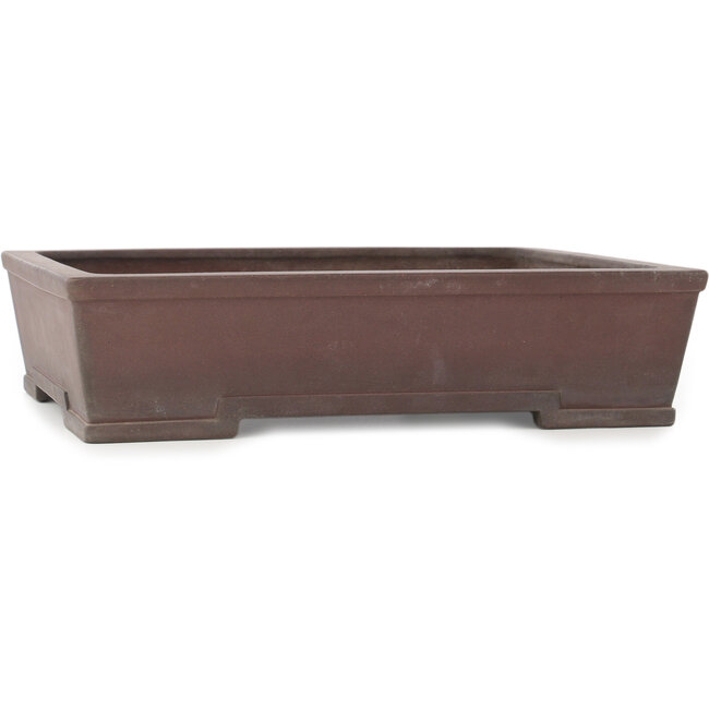 Rectangular unglazed bonsai pot by Yamaaki - 375 x 302 x 90 mm