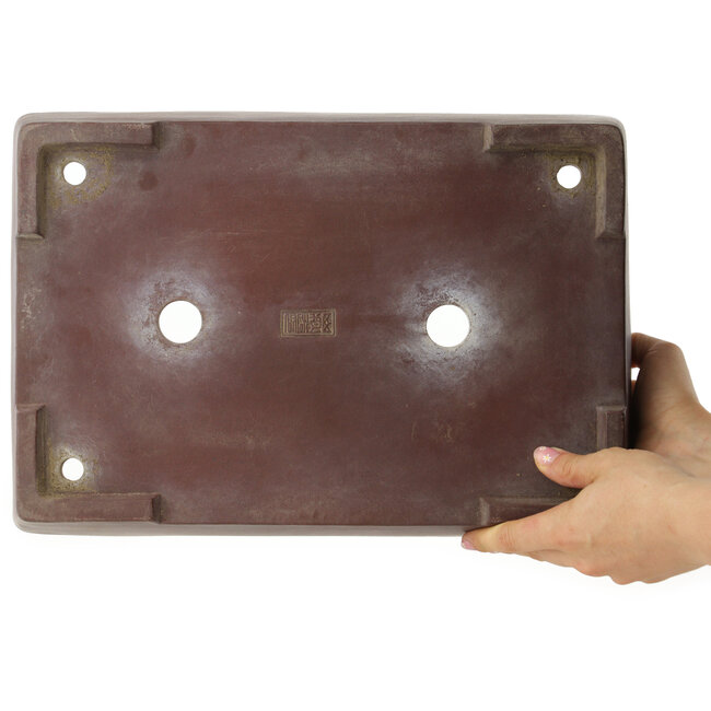 Maceta rectangular sin esmaltar para bonsái de Yamaaki - 375 x 260 x 80 mm