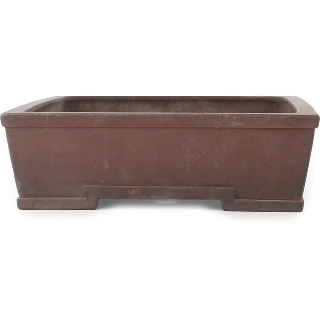 Rectangular unglazed bonsai pot by Yamaaki - 375 x 302 x 90 mm