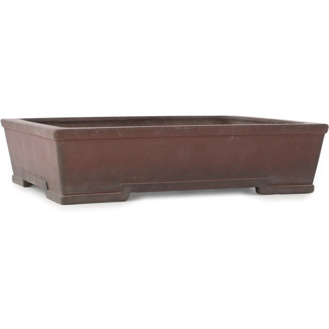 Rectangular unglazed bonsai pot by Yamaaki - 375 x 302 x 90 mm