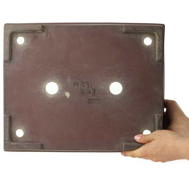 Maceta rectangular sin esmaltar para bonsái de Yamaaki - 375 x 302 x 90 mm