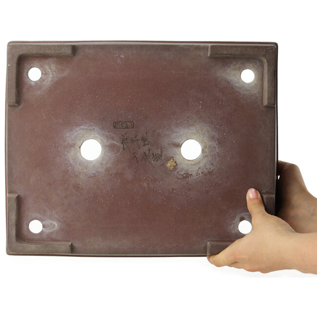 Maceta rectangular sin esmaltar para bonsái de Yamaaki - 378 x 300 x 90 mm