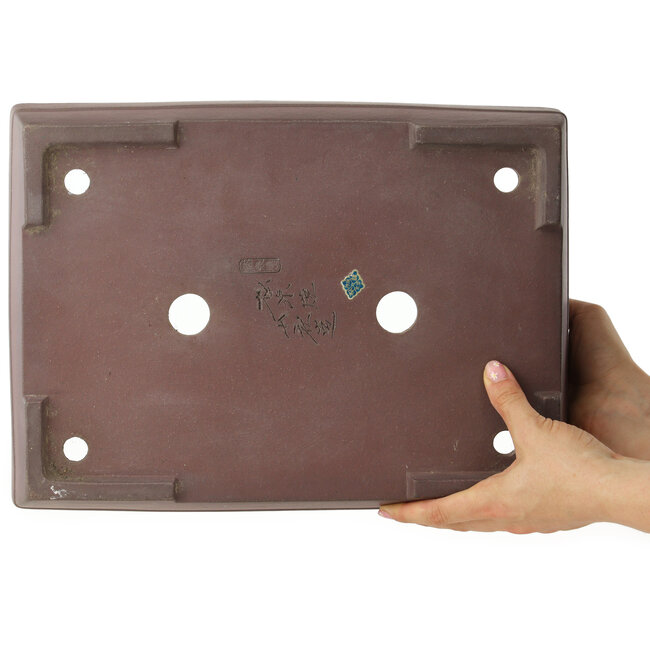 Pot à bonsaï rectangulaire non émaillé de Yamaaki - 375 x 275 x 95 mm