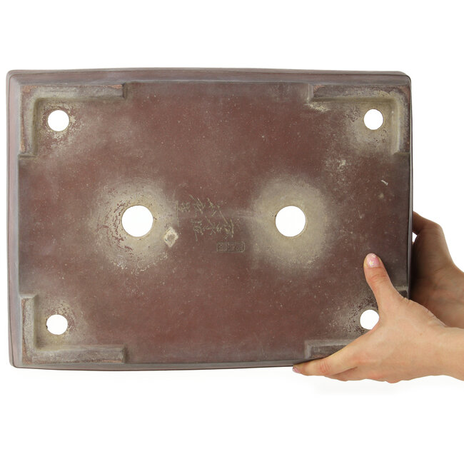 Maceta rectangular sin esmaltar para bonsái de Yamaaki - 405 x 300 x 102 mm