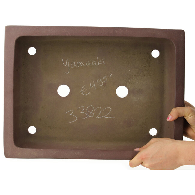 Pot à bonsaï rectangulaire non émaillé de Yamaaki - 405 x 300 x 100 mm