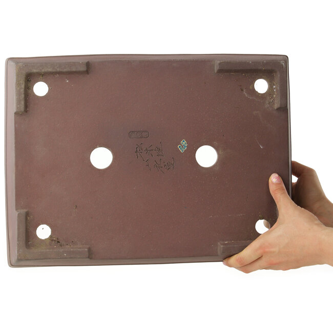 Maceta rectangular sin esmaltar para bonsái de Yamaaki - 405 x 300 x 100 mm