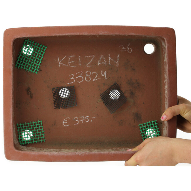 Rectangular unglazed bonsai pot by Kizan - 382 x 300 x 95 mm