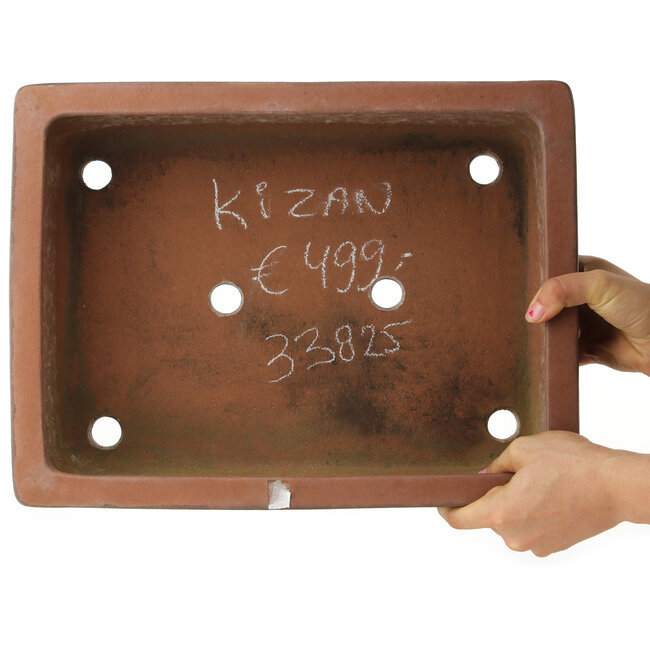 Rectangular unglazed bonsai pot by Kizan - 385 x 290 x 105 mm