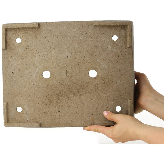 Pot à bonsaï rectangulaire non émaillé de Hekisui - 345 x 278 x 75 mm