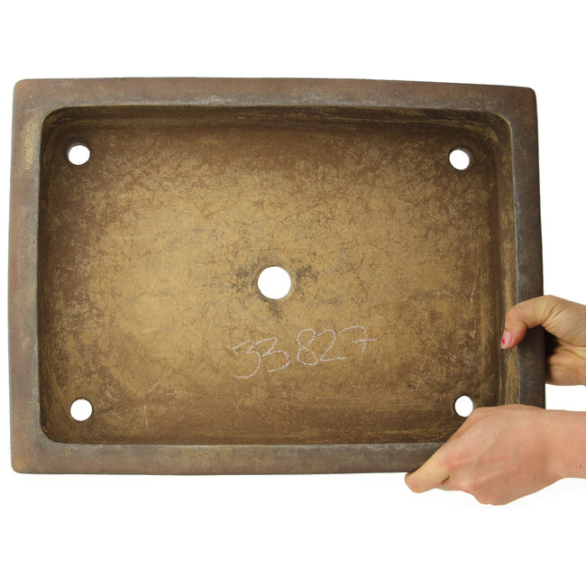 Rectangular unglazed bonsai pot by Shoko - 430 x 320 x 75 mm