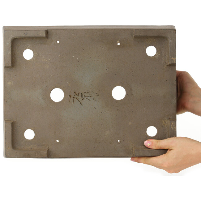 Pot à bonsaï rectangulaire non émaillé de Yamaaki Koshosen (première génération) - 395 x 303 x 135 mm