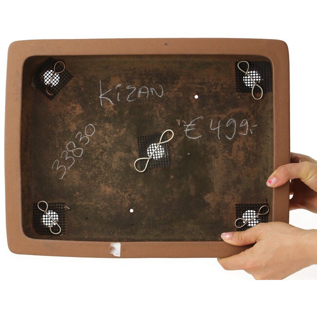 Rectangular unglazed bonsai pot by Kizan - 385 x 295 x 90 mm