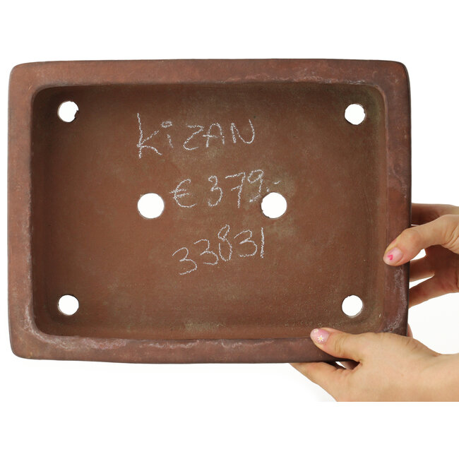 Rectangular unglazed bonsai pot by Kizan - 320 x 243 x 83 mm